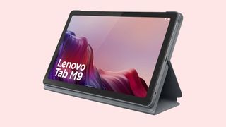 lenovo tab m9 on pink background